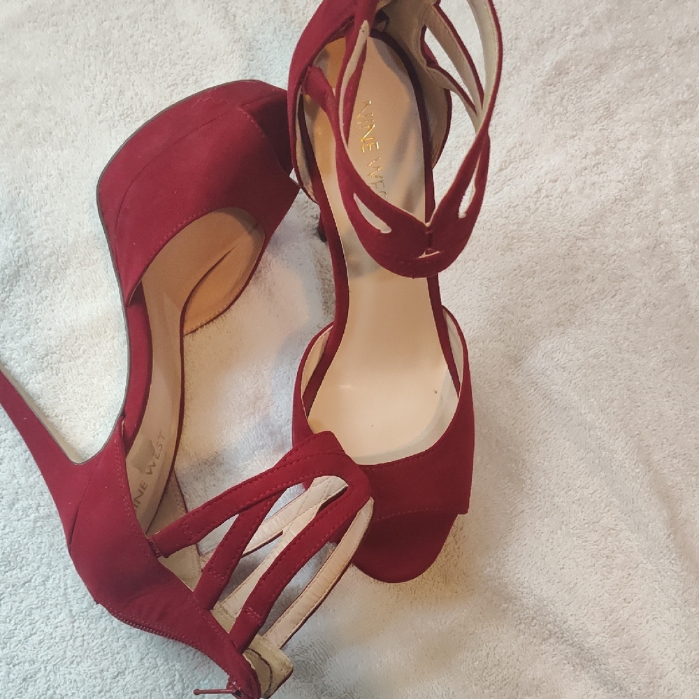 Nine West Elegant Red Strappy Heels